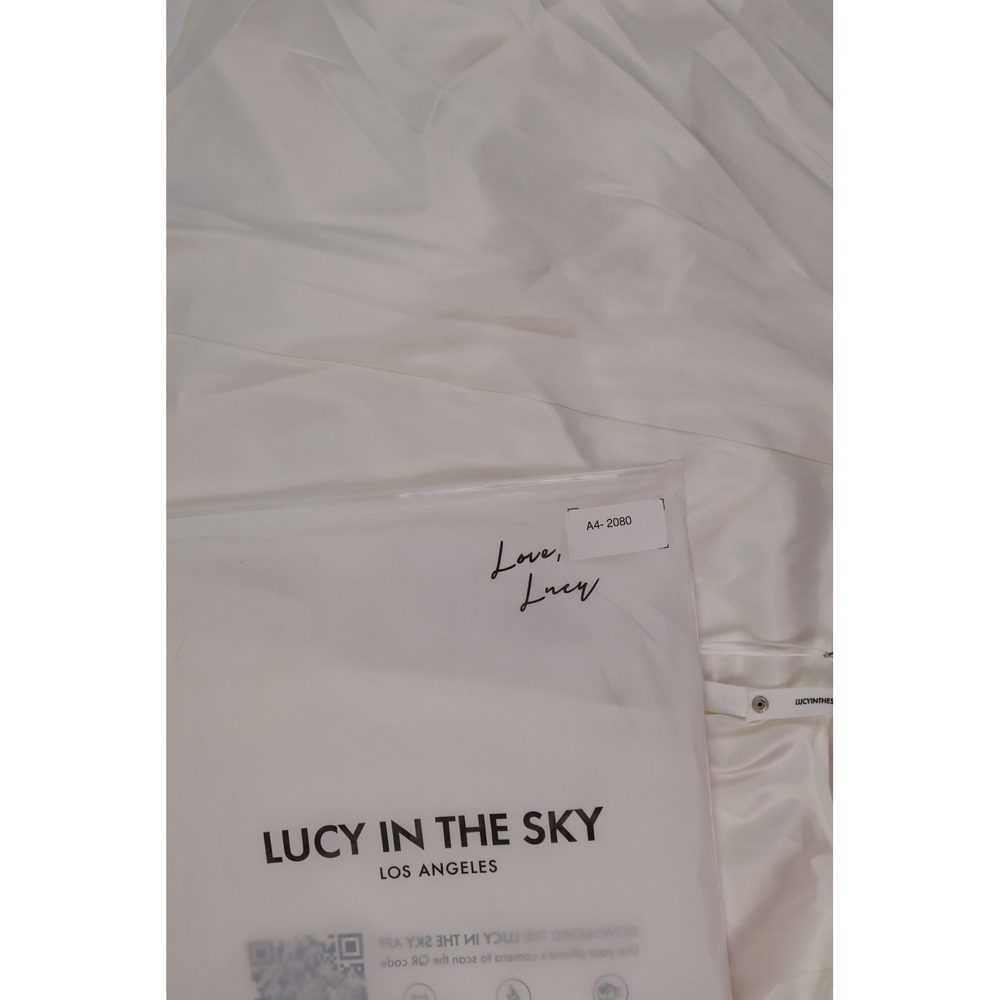Lucy In The Sky Halter Mini Dress Pearl Chain White Satin M NWT - Picture 8 of 8